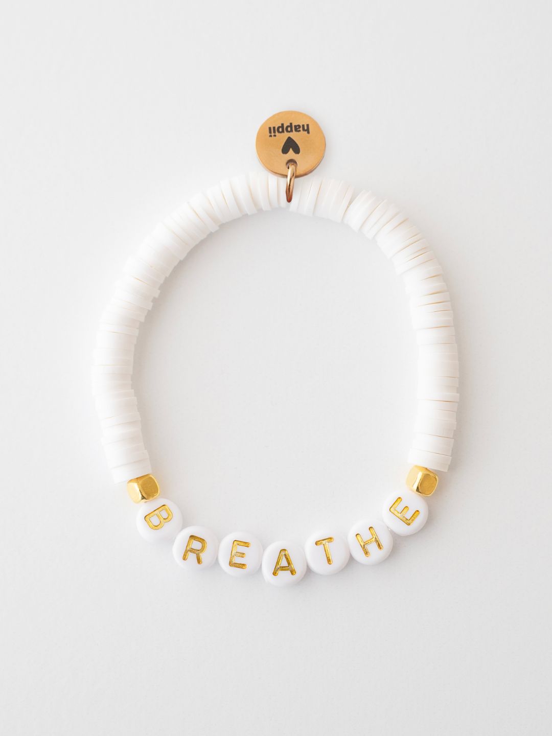 White, Yellow, Peach & Gold Heishi Bead Heart Bracelet 