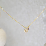 Evermore Initial Necklace with Birthstone (February Amethyst)