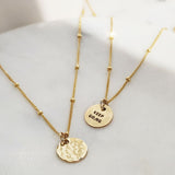 Keep Go;ng Semicolon | 3/8" Hammered Coin Necklace