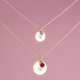 Mommy and Me Heart Alma Birthstone Necklace Set