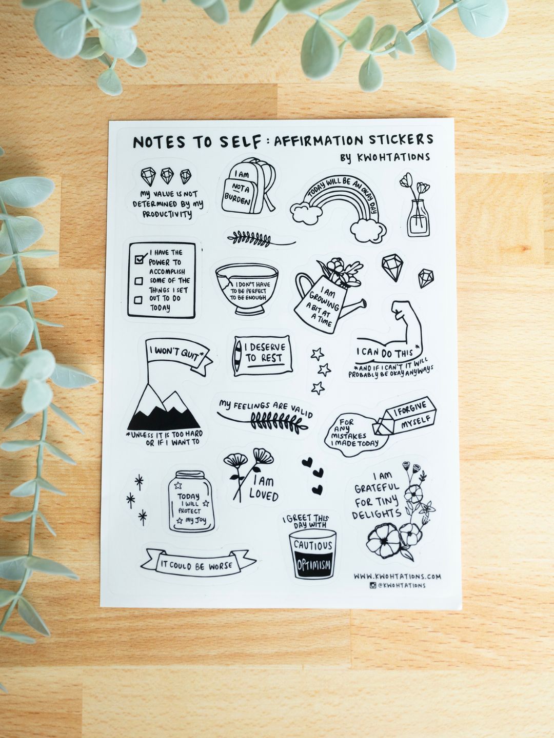 Note to Self: Positive Affirmations Sticker Sheet