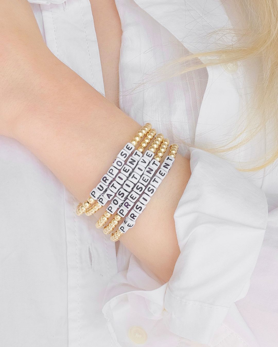 Gold Filled Word Bracelets for Mental Health happii