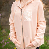 The Beauty Is In The Journey | Sunset Stroll Zip Hoodie with Sleeve Affirmation