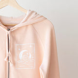 Be the Light | Sunset Stroll Zip Hoodie with Sleeve Affirmation