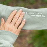 Follow Your True North | Sunset Stroll Zip Hoodie with Sleeve Affirmation