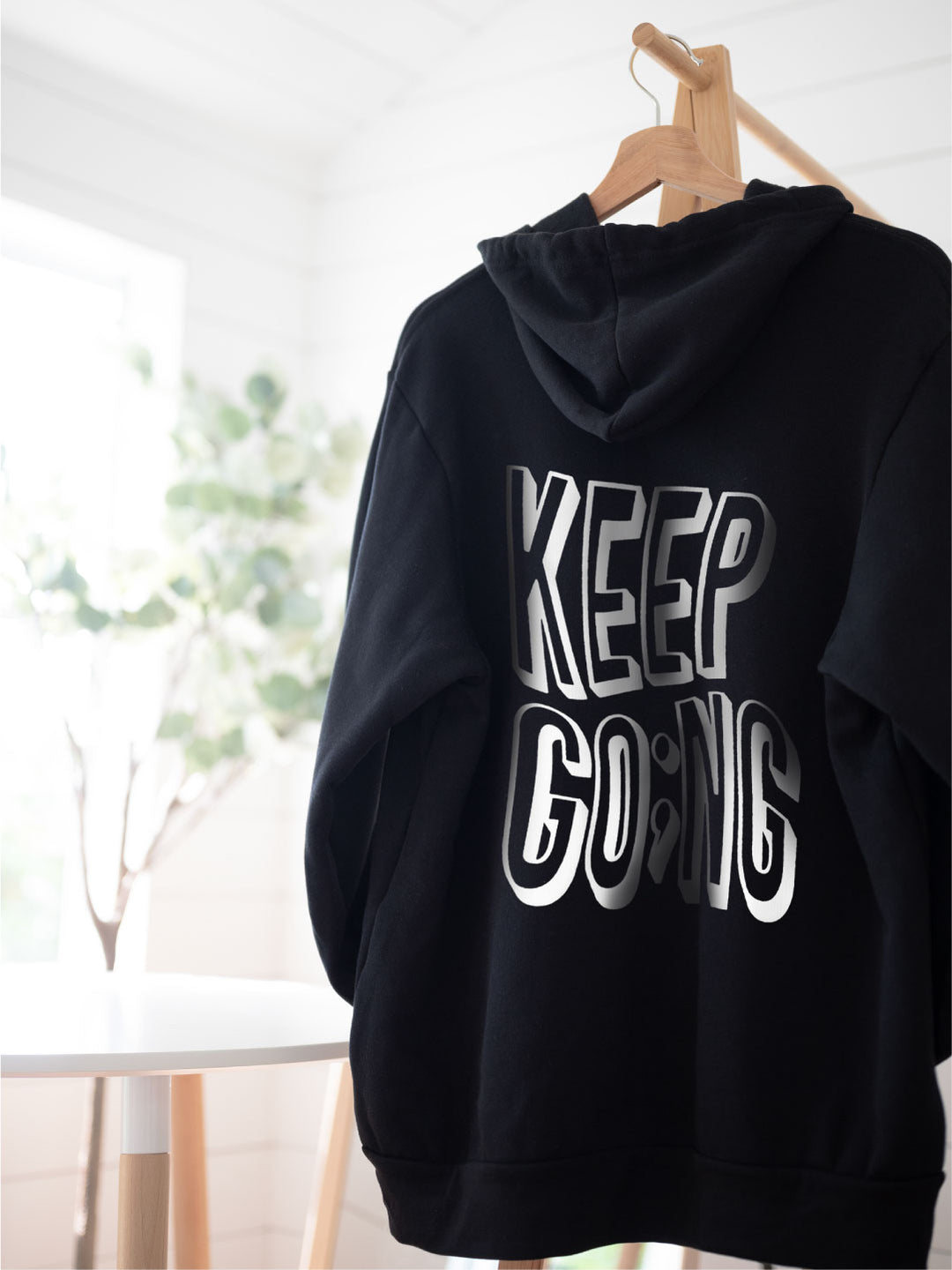 Keep Go;ng Semicolon (Front & Back Wavy Design) | Unisex Eco Hoodie