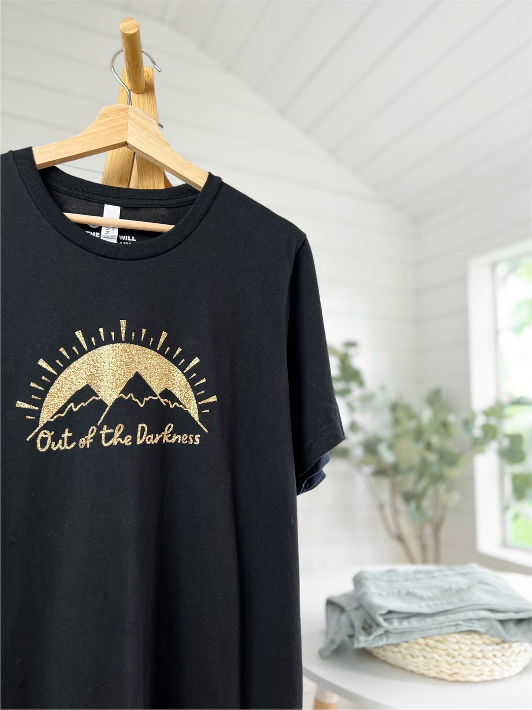 Out of the Darkness (Gold Glitter) | Unisex Eco T-Shirt
