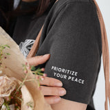 Prioritize Your Peace | Positive Vibes Tee with Sleeve Affirmation
