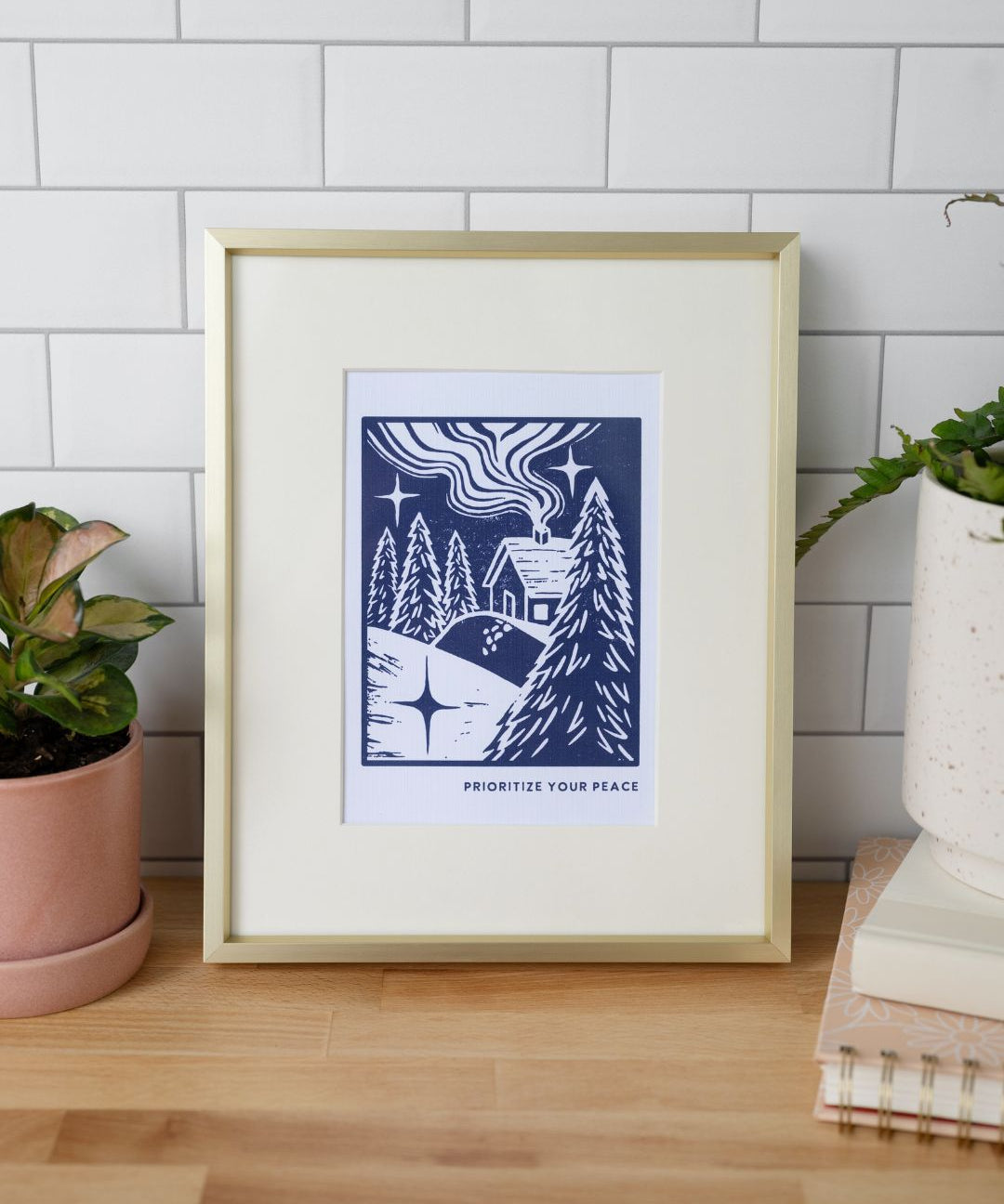 Prioritize your Peace | Linocut Art Print