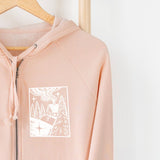 Prioritize Your Peace | Sunset Stroll Zip Hoodie with Sleeve Affirmation