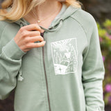 Prioritize Your Peace | Sunset Stroll Zip Hoodie with Sleeve Affirmation