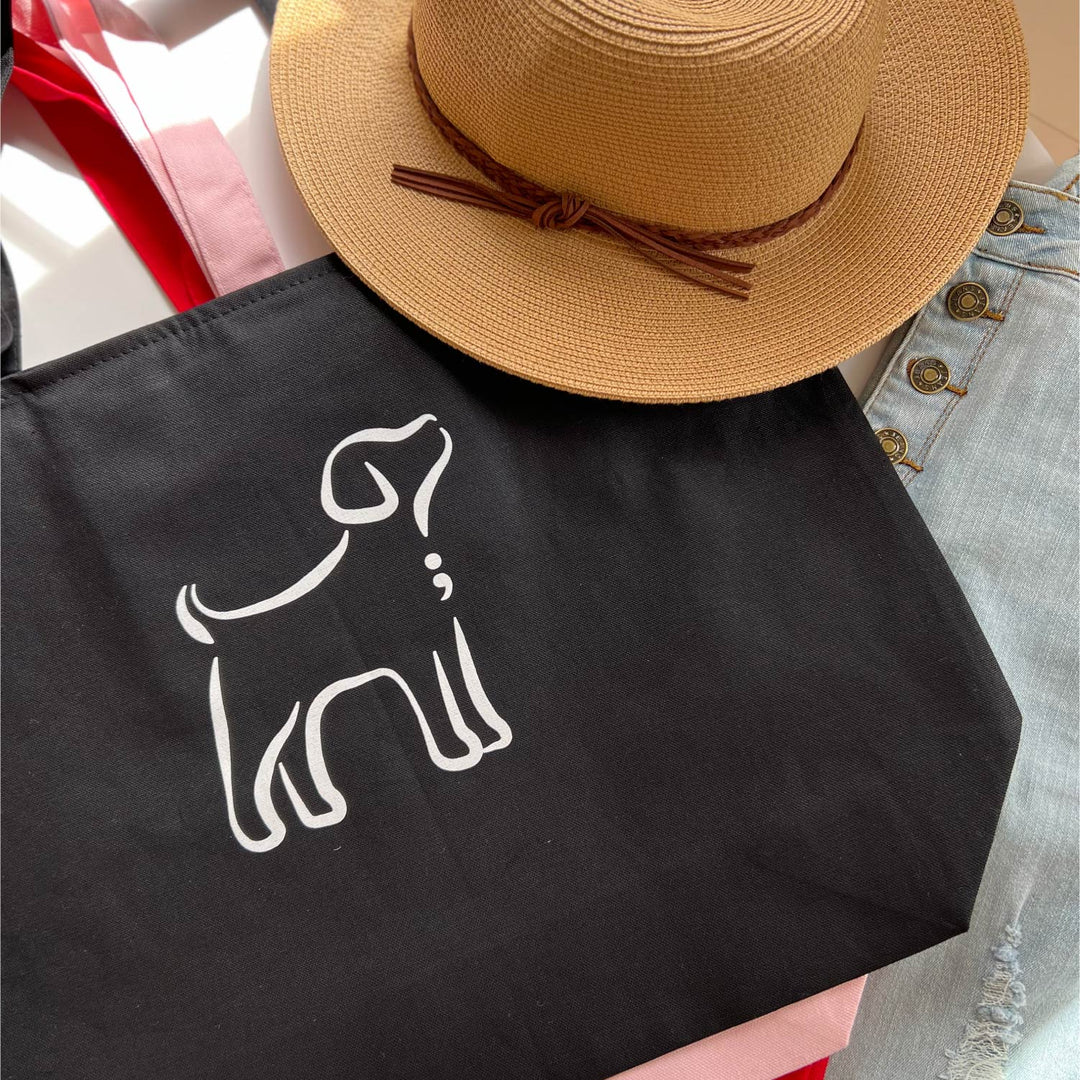 [CLEARANCE] Semicolon Dog Zipped Canvas Tote Bag