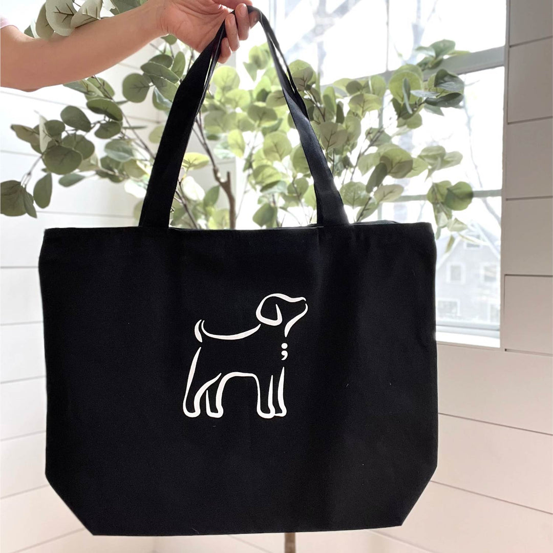 [CLEARANCE] Semicolon Dog Zipped Canvas Tote Bag