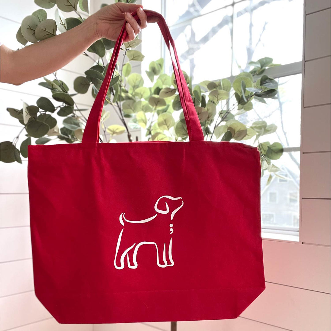 [CLEARANCE] Semicolon Dog Zipped Canvas Tote Bag