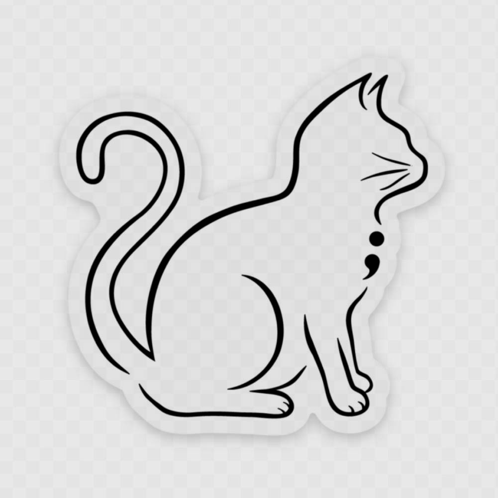 Semicolon Kitty | Clear Sticker