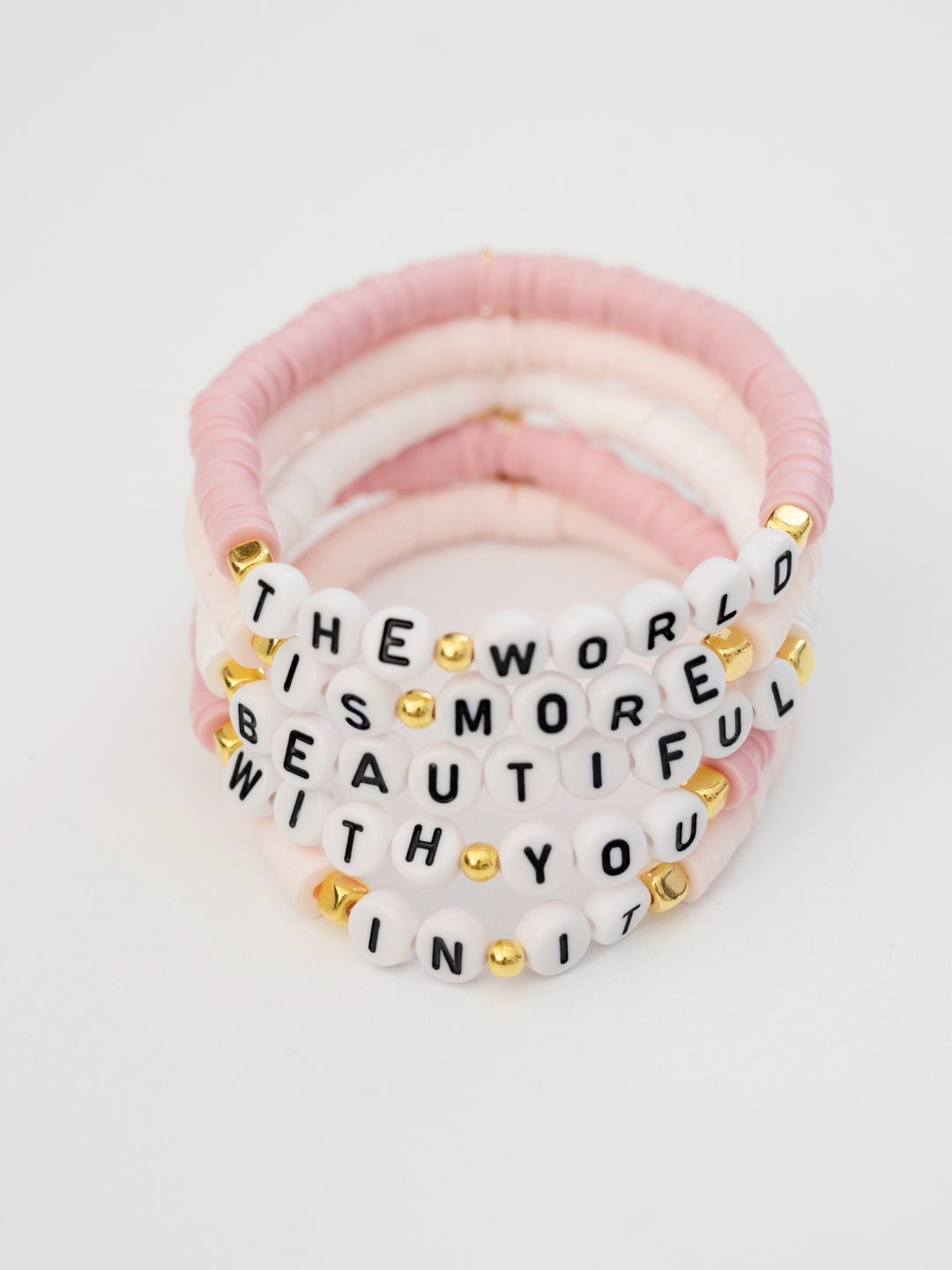 The World is More Beautiful With You In It | Stack of 5 Bracelets