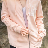 This Too Shall Pass | Sunset Stroll Zip Hoodie with Sleeve Affirmation