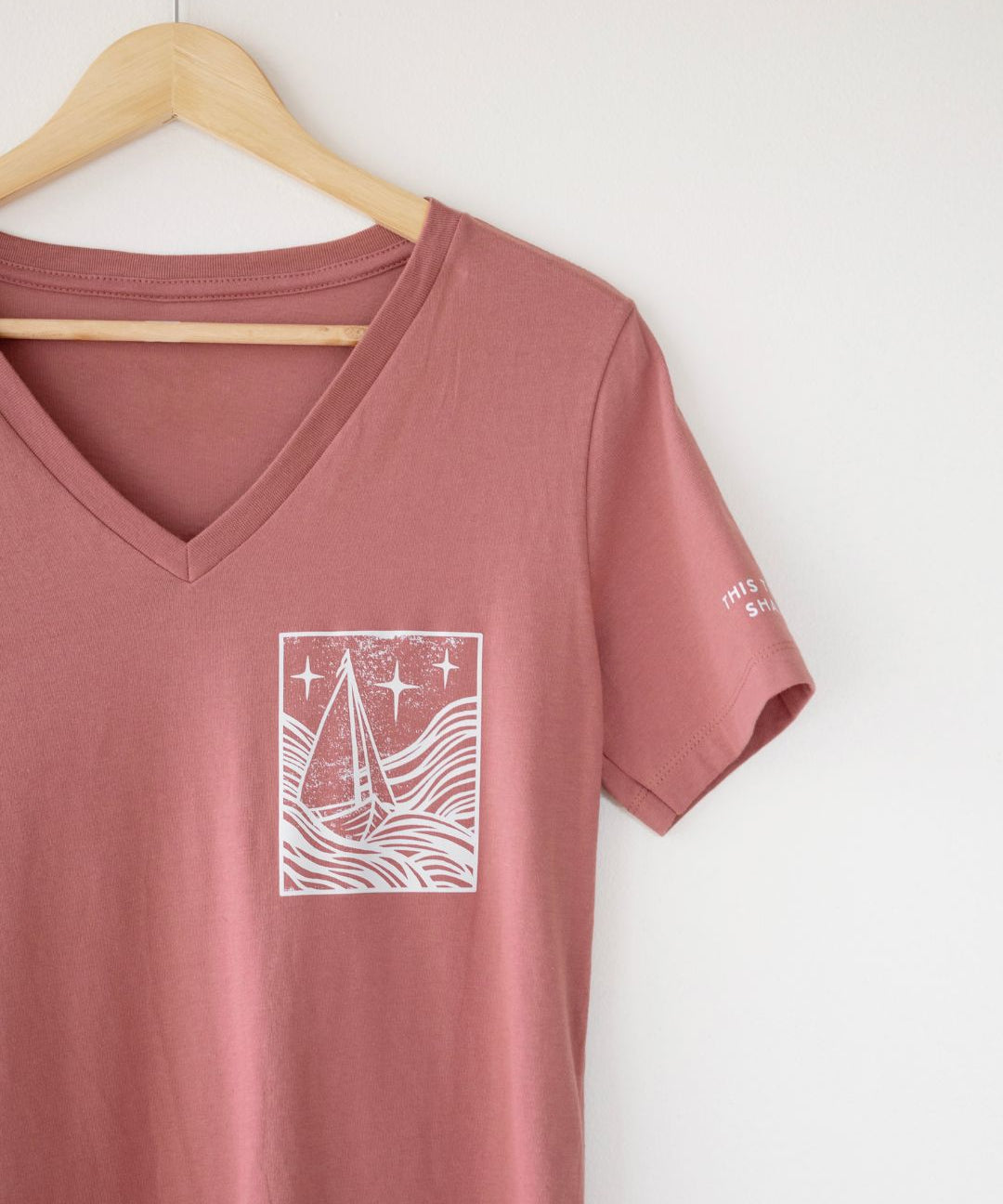 This Too Shall Pass | Polished Comfort V-Neck with Sleeve Affirmation