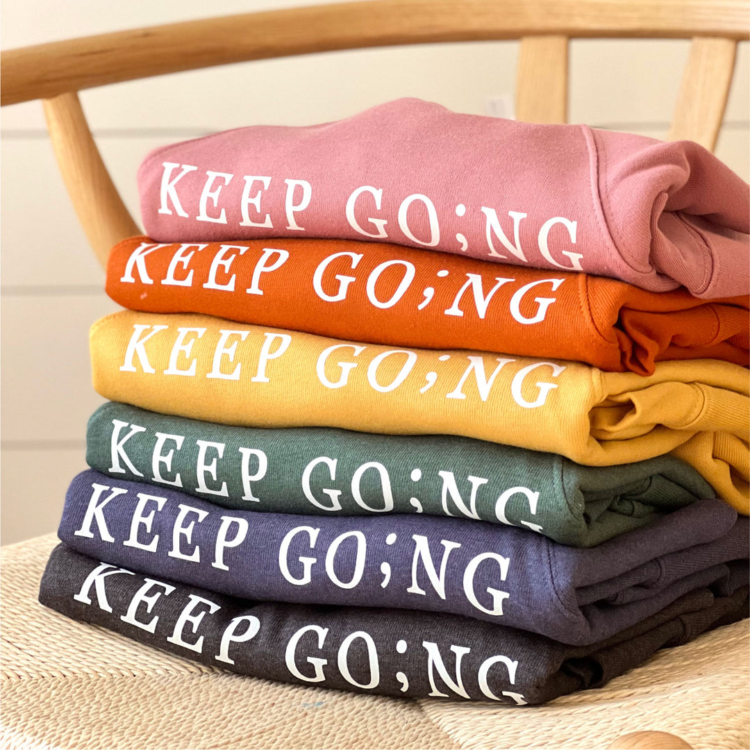 Keep Go;ng Semicolon | Unisex Eco Crewneck Sweatshirt