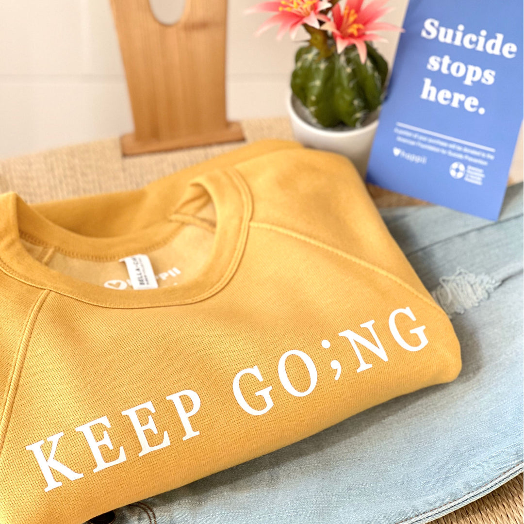 Keep Go;ng Semicolon | Unisex Eco Crewneck Sweatshirt