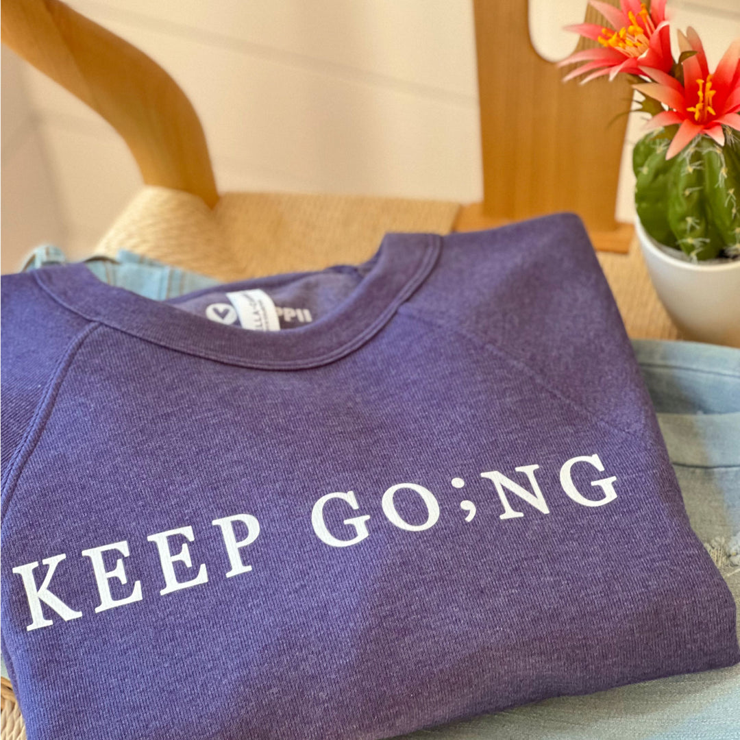 Keep Go;ng Semicolon | Unisex Eco Crewneck Sweatshirt