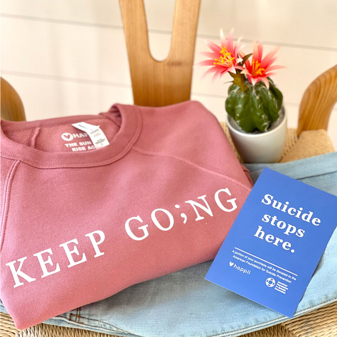 Keep Go;ng Semicolon | Unisex Eco Crewneck Sweatshirt