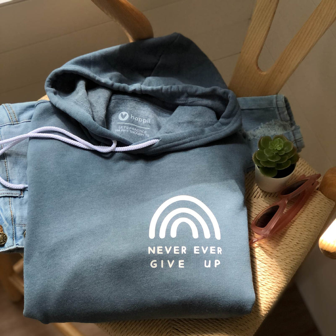 Never Ever Give Up Rainbow | Unisex Eco Hoodie