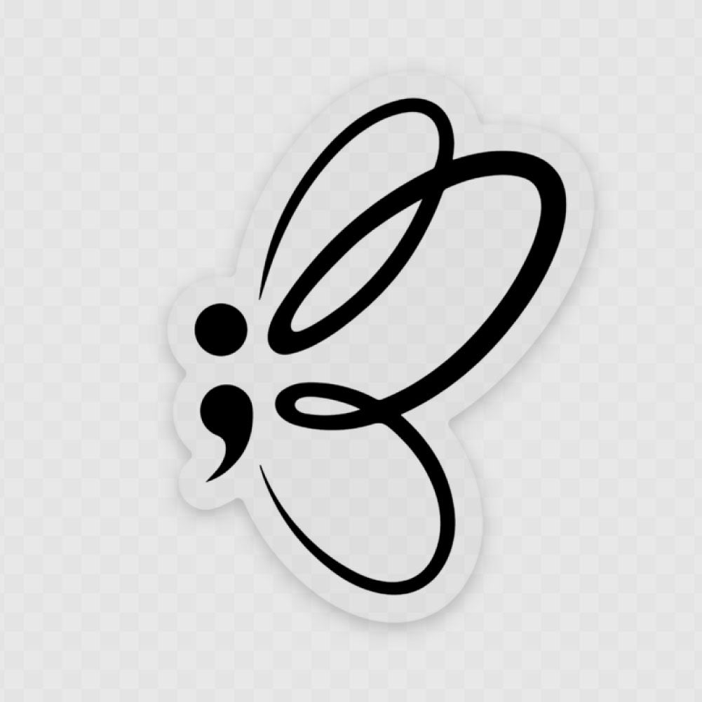 Semicolon Butterfly | Clear Sticker