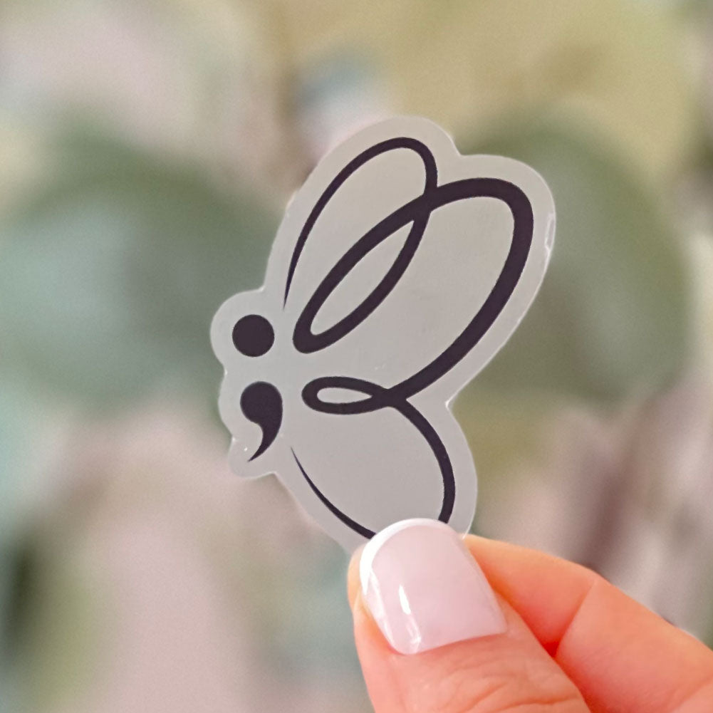Semicolon Butterfly | Clear Sticker