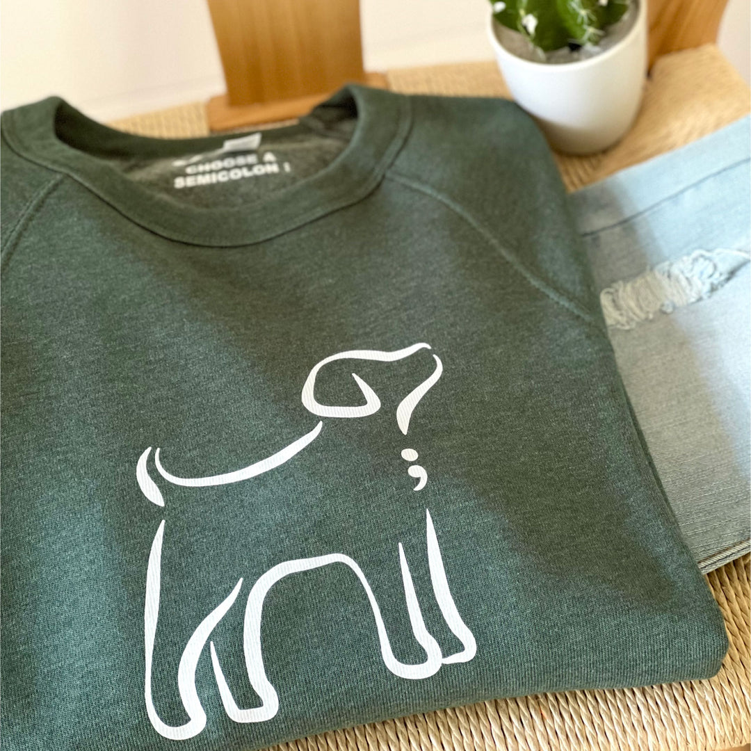 Semicolon Dog | Unisex Eco Crewneck Sweatshirt