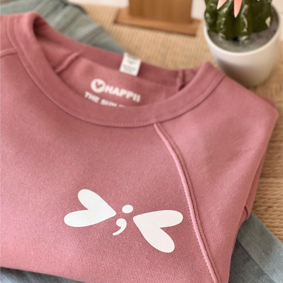 Semicolon Heart Dragonfly | Unisex Eco Crewneck Sweatshirt