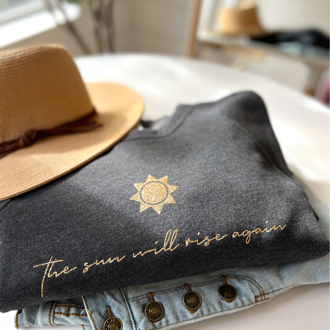 The Sun will Rise Again (Glitter) | Unisex Eco Crewneck Sweatshirt